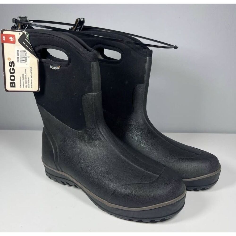 Bogs Men's Black Rubber Classic Ultra Mid Insulated Waterproof Winter Boots 13